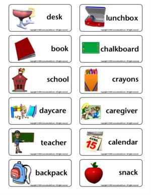 Back to School - Word flash card game
