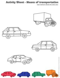 Transportation Matching Worksheets