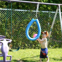 A basketball game using a swimming pool noodle-1