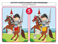 Activity sheets-knights and princesses