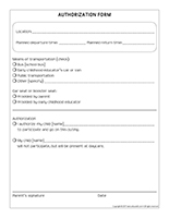 Authorization form for outings