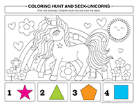 Coloring-hunt and seek-Unicorns