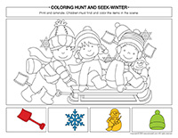 Coloring hunt and seek-Winter