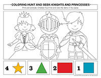 Coloring hunt and seek-knights and princesses
