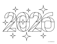 Coloring pages theme-Happy-New Year 2026