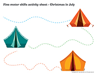 Fine motor skills activity sheets-Christmas in July