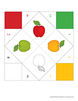 Folded paper apple tasting game