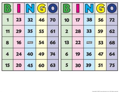 Bingo Numbers Chart