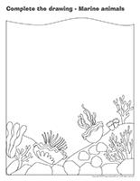 Complete the drawing-Marine animals