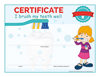 Interactive certificates-I brush my teeth well