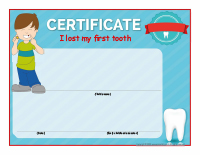 Interactive certificates-I lost my first tooth