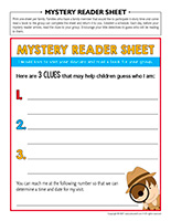 Mystery reader sheet