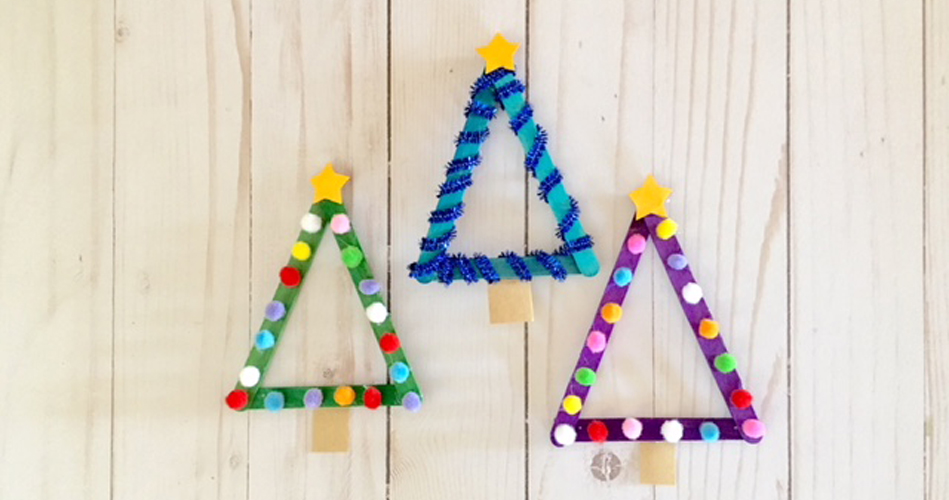Popsicle Stick Christmas Trees - Arts and crafts - Educatall