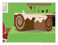 Scene-Christmas traditions-Yule log cake