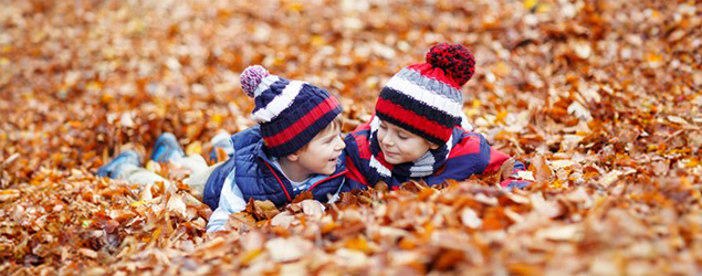 Playing outside during autumn