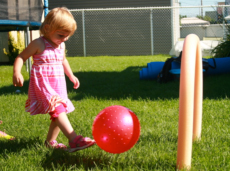 Using swimming pool noodles to create a soccer game-3