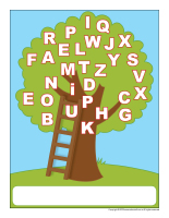 Word-filled apple tree