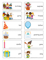 Word flashcards-Birthdays