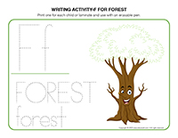 Writing activities-F for forest
