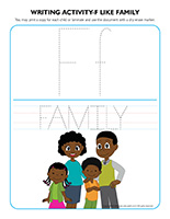 Writing activities-F like Family