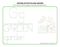 Writing activities-G like garden 2026