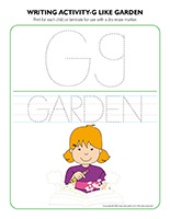 Writing activities-G like garden