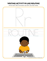 Writing activities-R like routine 2022