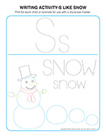 Writing activities-S like Snow 2025