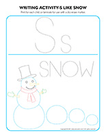 Writing activities-S like snow