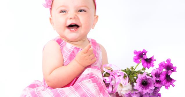 baby with flowers