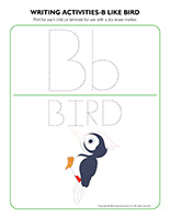 writing activities-B like bird