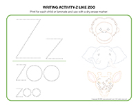 writing activities-Z like Zoo